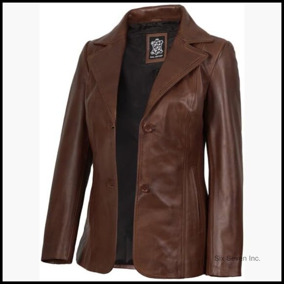 Real Lambskin Leather Blazer Jacket Women's Regular Fit